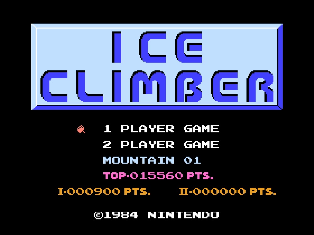 Title Screen of Ice Climber for NES